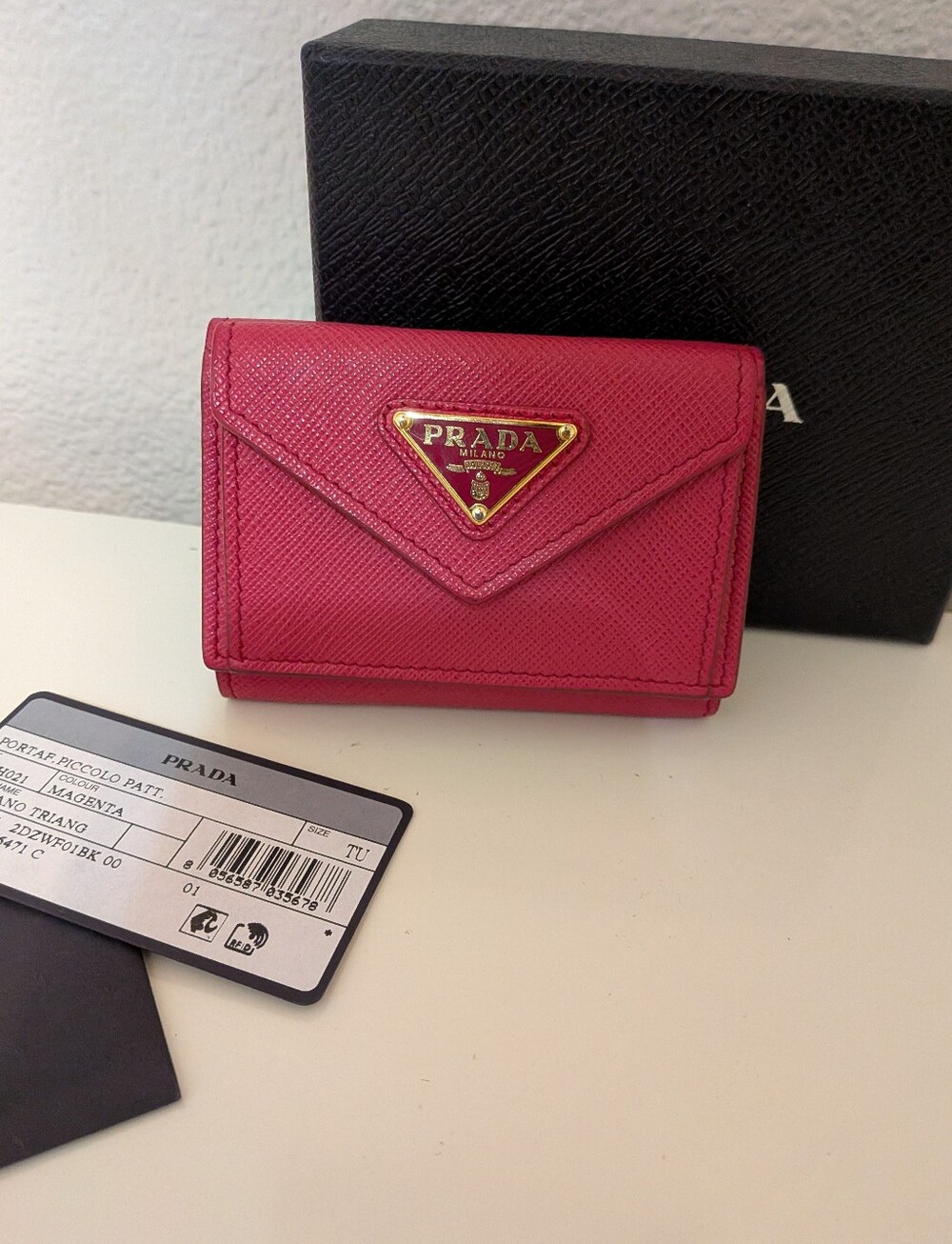 Prada Small Trifold Wallet Pink Safiano Leather Nib 🎁 - Picture 2 of 12